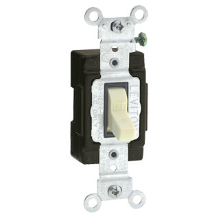 Leviton 5501-LHI | 15 Amp, 120 Volt, Toggle Lighted Handle - Illuminated OFF Single-Pole AC Quiet Switch, Commercial Grade, Grounding, Side Wired, - Ivory