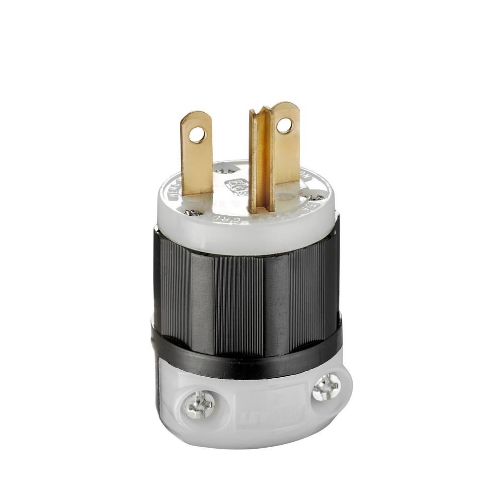 Leviton 5666-C | Straight Blade Plug, 15 Amp, 250 Volt, Industrial Grade - Black & White