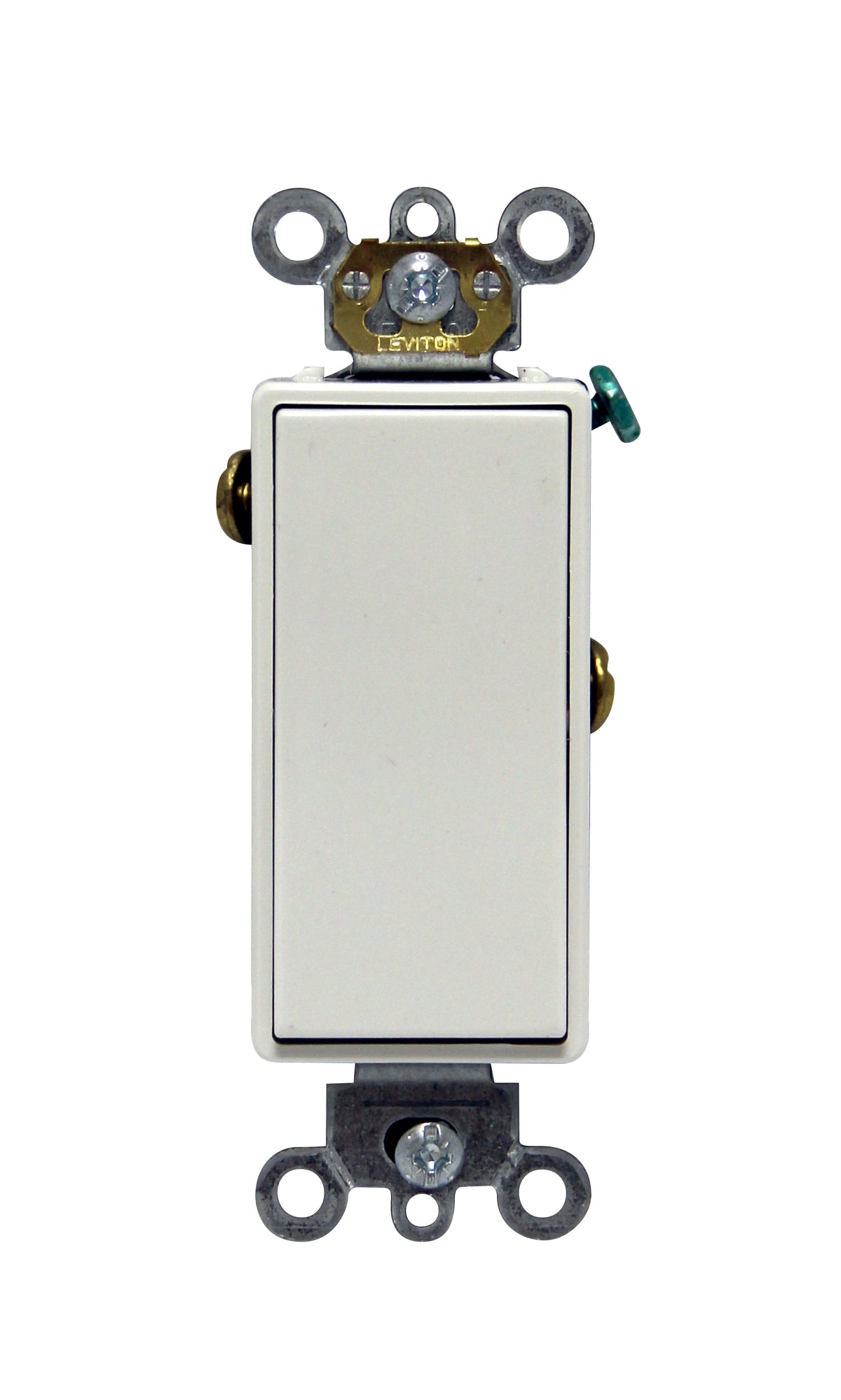 Leviton 5691-2W | 15 Amp, 120/277 Volt, Decora Plus Rocker Single-Pole AC Quiet Switch, Commercial Spec Grade, Self Grounding, Back & Side Wired, - White
