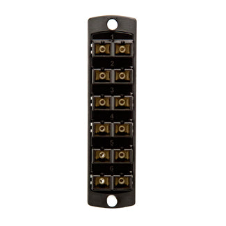 Leviton 5F100-2EC | SDX Precision Molded Plate (BLACK), 50/125um Multimode OM2, Duplex SC, 12 fibers, Zirconia Ceramic Sleeve