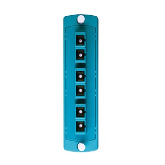 Leviton 5F100-6QC | SDX Precision Molded Plate (AQUA), 50/125um Multimode Laser Optimized OM3/4, Duplex SC, 6 fibers, Zirconia Ceramic Sleeve