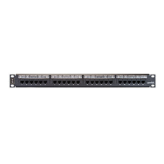 Leviton 5G596-L24 | Cat 5e Flat 110-Style Patch Panel, 24-Port, 1RU, Magnifying Lens Label Holder