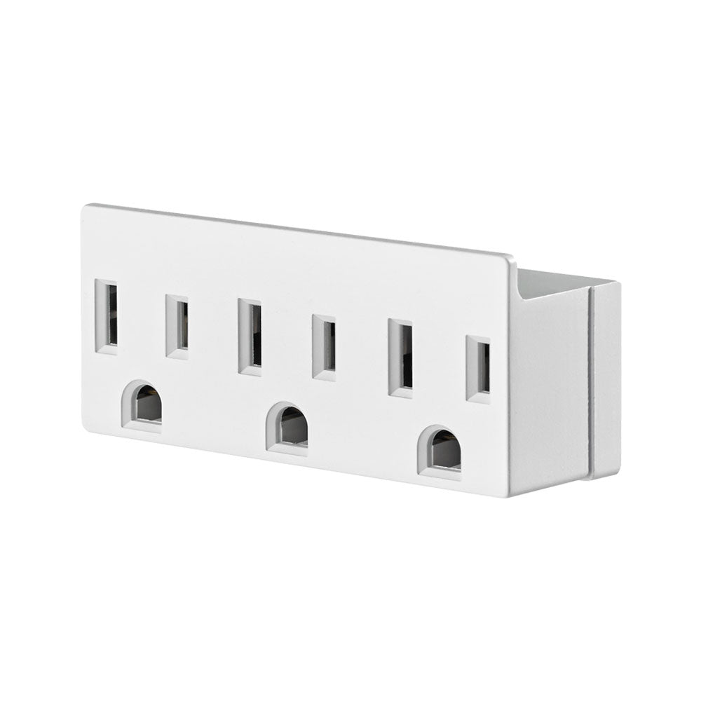 Leviton 697-W | Indoor 15 Amp, 125 Volt, NEMA 5-15R, 2-Pole, 3-Wire, Grounded Single-to-Triple Adapter, 3 Straight or Angle Plugs Accepted - White