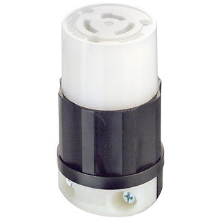 Leviton 7314-C | 20 Amp, 125/250 Volt, Non-NEMA, 3P, 3W, Locking Connector, Industrial Grade, Non-Grounding - BLACK-WHITE