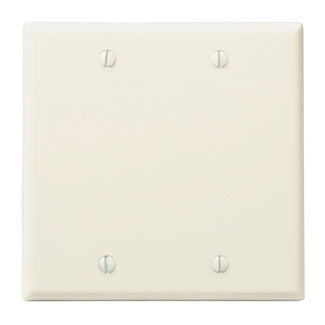 Leviton 78025 | 2-Gang No Device Blank Wallplate, Standard Size, Thermoset, Box Mount - Light Almond
