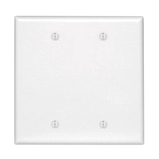 Leviton 80525-W | 2-Gang No Device Blank Wallplate, Midway Size, Thermoset, Box Mount - White