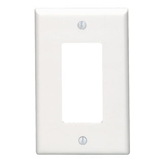 Leviton 80601-W | 1-Gang Decora/GFCI Device Decora Wallplate/Faceplate, Midway Size, Thermoset, Device Mount - White