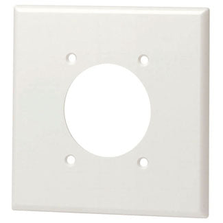 Leviton 80726-W | 2-Gang Flush Mount 2.15 Inch Dia. Device Receptacle Wallplate, Standard Size, Thermoplastic Nylon, Device Mount, - White