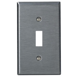Leviton 84001-40 | 1-Gang Toggle Device Switch Wallplate, Standard Size, 302 Stainless Steel, Device Mount, Stainless Steel, Non-Magnetic, Brushed Finish