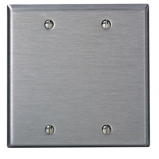 Leviton 84025-40 | 2-Gang No Device Blank Wallplate, Standard Size, 302 Stainless Steel, Box Mount, - Stainless Steel