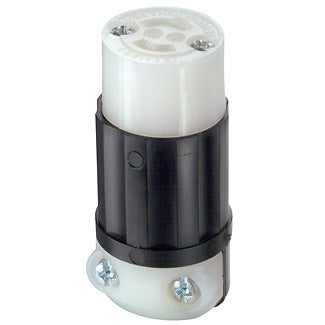 Leviton ML1-C | 15 Amp, 125 Volt, NEMA ML1R, 2P, 2W, Locking Connector, Industrial Grade, Non-Grounding, MiniLock - BLACK-WHITE