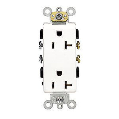 Leviton 16352-W | Decora Plus Duplex Receptacle Outlet, Heavy-Duty Industrial Specification Grade, Smooth Face, Self-Grounding - White