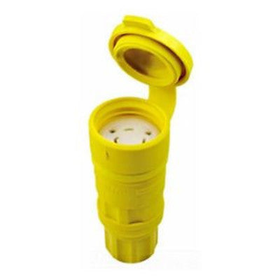 Leviton 29W47 | 30 Amp, 125 Volt, NEMA L5-30R, 2P, 3W, Locking Connector, Industrial Grade, Grounding, Wetguard - YELLOW