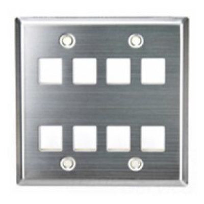 Leviton 43080-S12 | Stainless Steel QuickPort Wallplate, Dual Gang, 12-Port