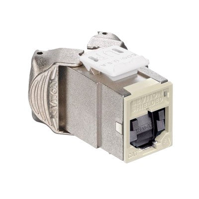 Leviton 6ASJK-SI6 | Atlas-X1 Cat 6A Shielded QuickPort Jack with Shutters, Component-Rated, Ivory