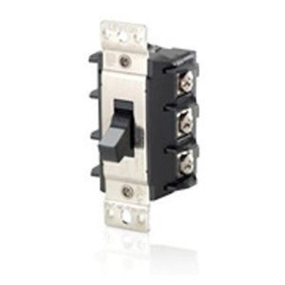 Leviton MS303-DSS | 30 Amp, 600 Volt, 3-Pole, Three-Phase Single Throw AC Manual Motor Controller, Short Toggle, Industrial Grade, Non-Grounding, Black