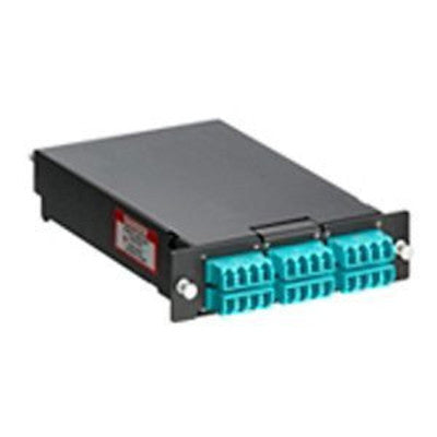 Leviton SPLCS-24A | SDX Pigtail Fusion Splice Module pre-loaded with quad LC adapters (Aqua)