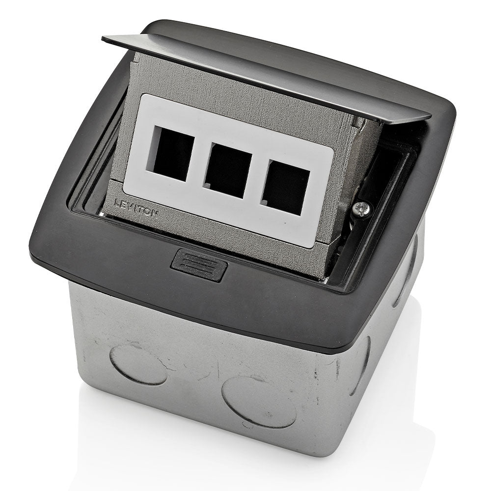 Leviton PFQP3-MB | Pop-Up Floor Box with 3-Port QuickPort Insert