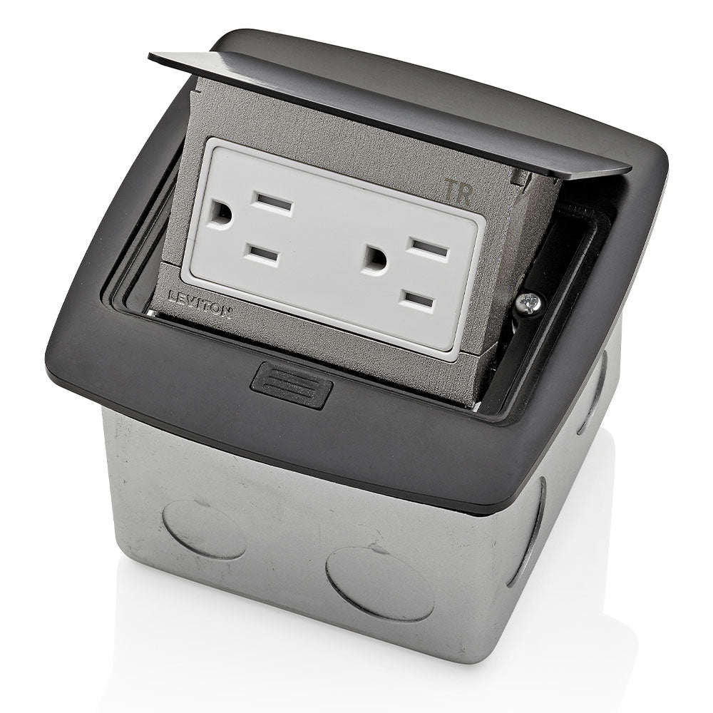 Leviton PFTR1-MB | Pop-Up Floor Box with 15 Amp, Tamper-Resistant Outlet