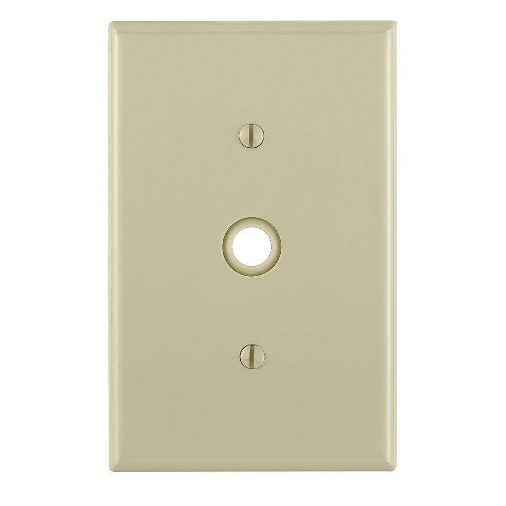 Leviton PJ11-I | 1-Gang .406 Inch Hole Device Telephone/Cable Wallplate, Midway Size, Thermoplastic Nylon, Strap Mount, Ivory