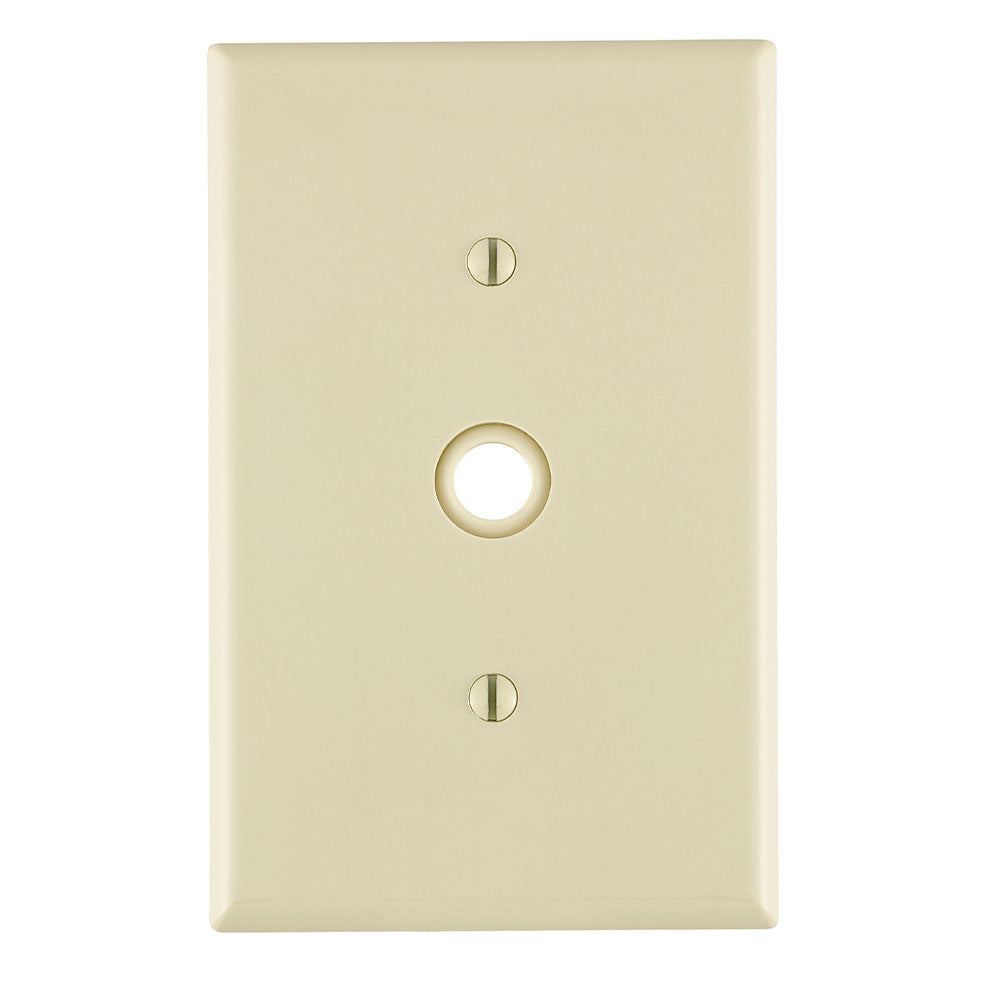 Leviton PJ11-T | 1-Gang .406 Inch Hole Device Telephone/Cable Wallplate, Midway Size, Thermoplastic Nylon, Strap Mount, Light Almond
