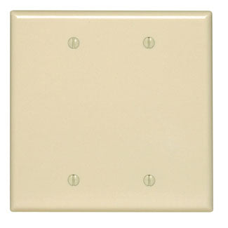 Leviton PJ23-I | 2-Gang No Device Blank Wallplate, Midway Size, Thermoplastic Nylon, Box Mount, - Ivory