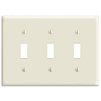 Leviton PJ3-T | 3-Gang Midway Size Nylon Wallplate, 3-Toggle, Light Almond