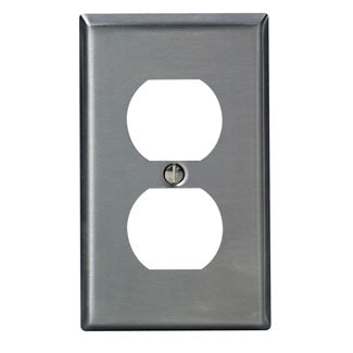 Leviton SSJ8-40 | Wallplate, 1-Gang Duplex Receptacle, Midway Size - STAINLESS STEEL