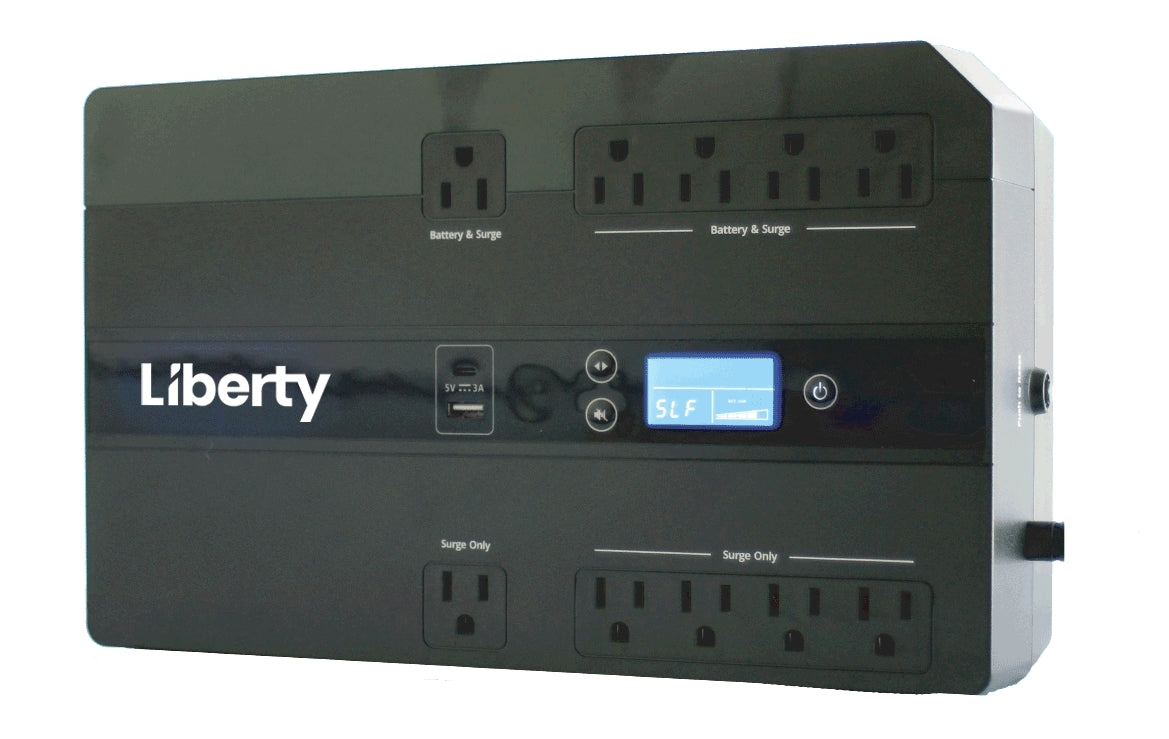 Liberty Security LUPS-SB900D | Uninterruptible Power Supply, Standby, (10) NEMA 5-15R, 95 to 140 V Input, 500 W, 900 VA