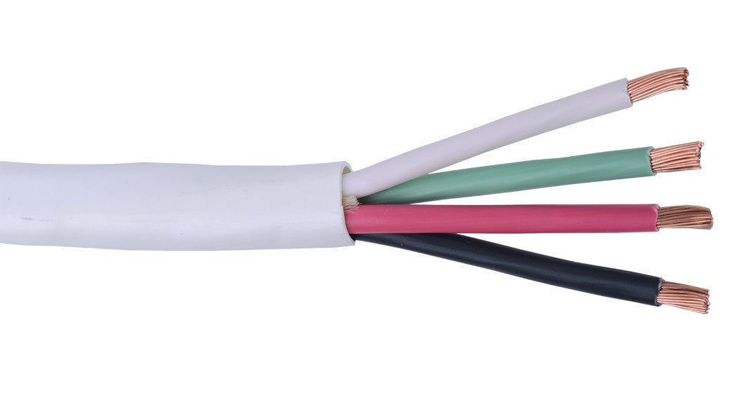Liberty AV 14-4C-P-WHT-500 | 500 Feet White Commercial Grade General Purpose 14 AWG 4-Conductor Plenum Cable Reel