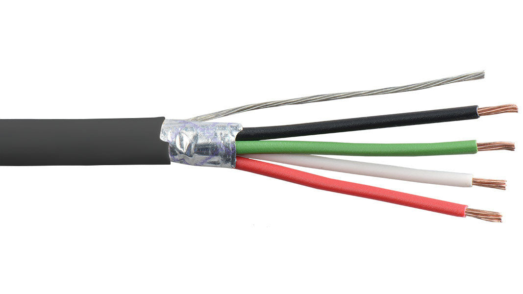 Liberty AV 22-4C-PSH-BLK | Black Commercial Grade General Purpose 22 AWG 4-Conductor Plenum Shielded Cable Reel