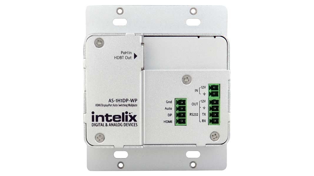 Liberty AV AS-1H1DP-WP-B | HDMI/DisplayPort Auto-Switching Wallplate with HDBaseT Output