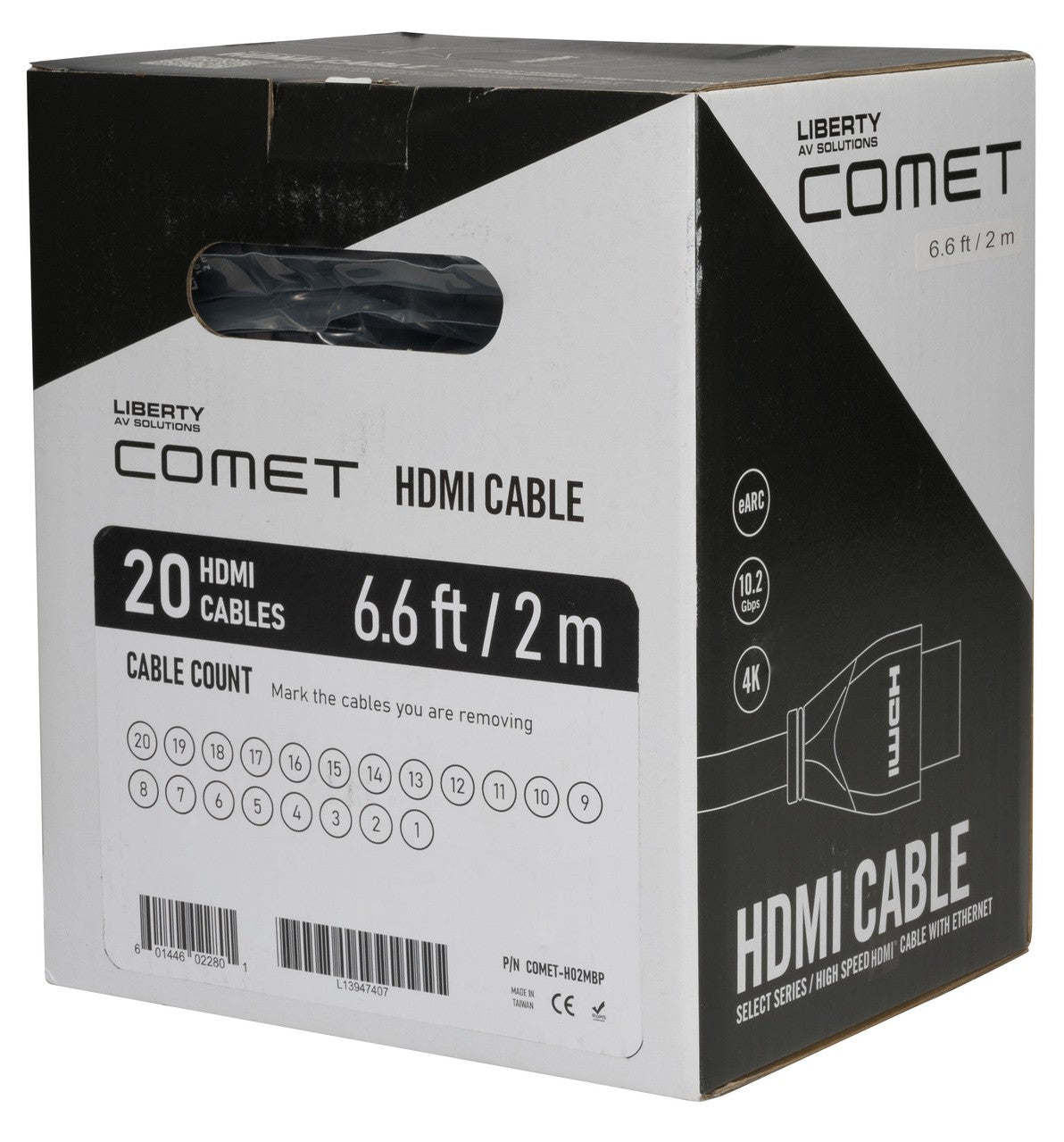Liberty AV COMET-H00.5MBP | 1.64 Feet COMET 10G HDMI Cable Black 0.5 Meter
