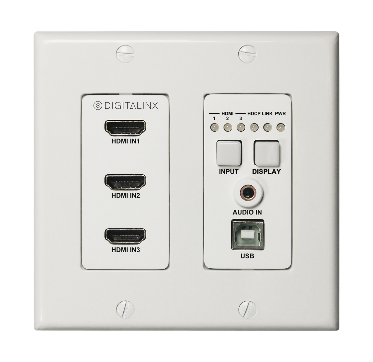 Liberty AV DL-3H1U-WP-W | DigitaLinx Three HDMI HDBaseT Wall Plate with USB