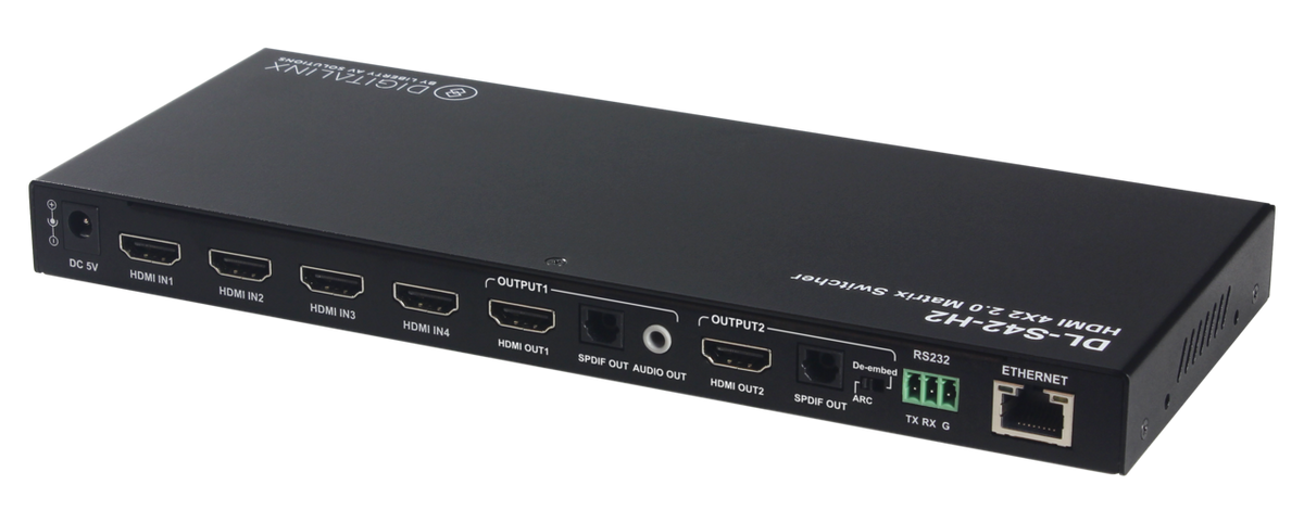 Liberty AV DL-S42-H2 | DigitaLinx 4x2 HDMI 2.0 Matrix Switch with ARC