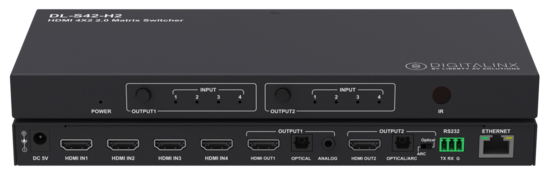 Liberty AV DL-S42-H2 | DigitaLinx 4x2 HDMI 2.0 Matrix Switch with ARC