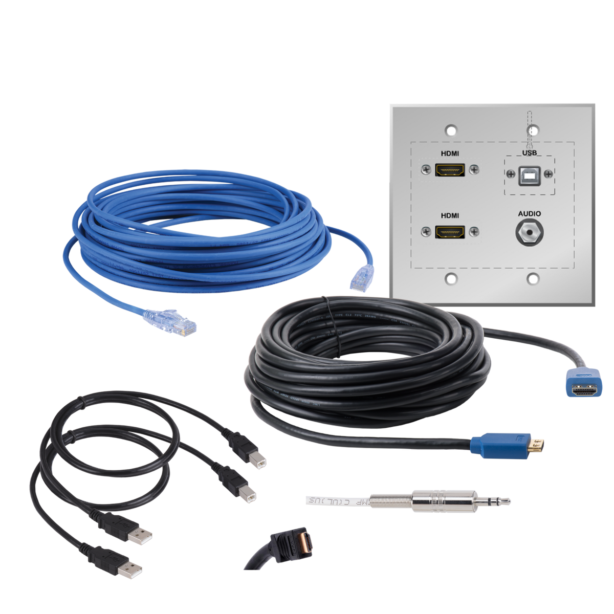 Liberty AV EDU-2H-050 | 50" Dual HDMI, Audio & USB Passive Wall Plate and Connectivity Kit