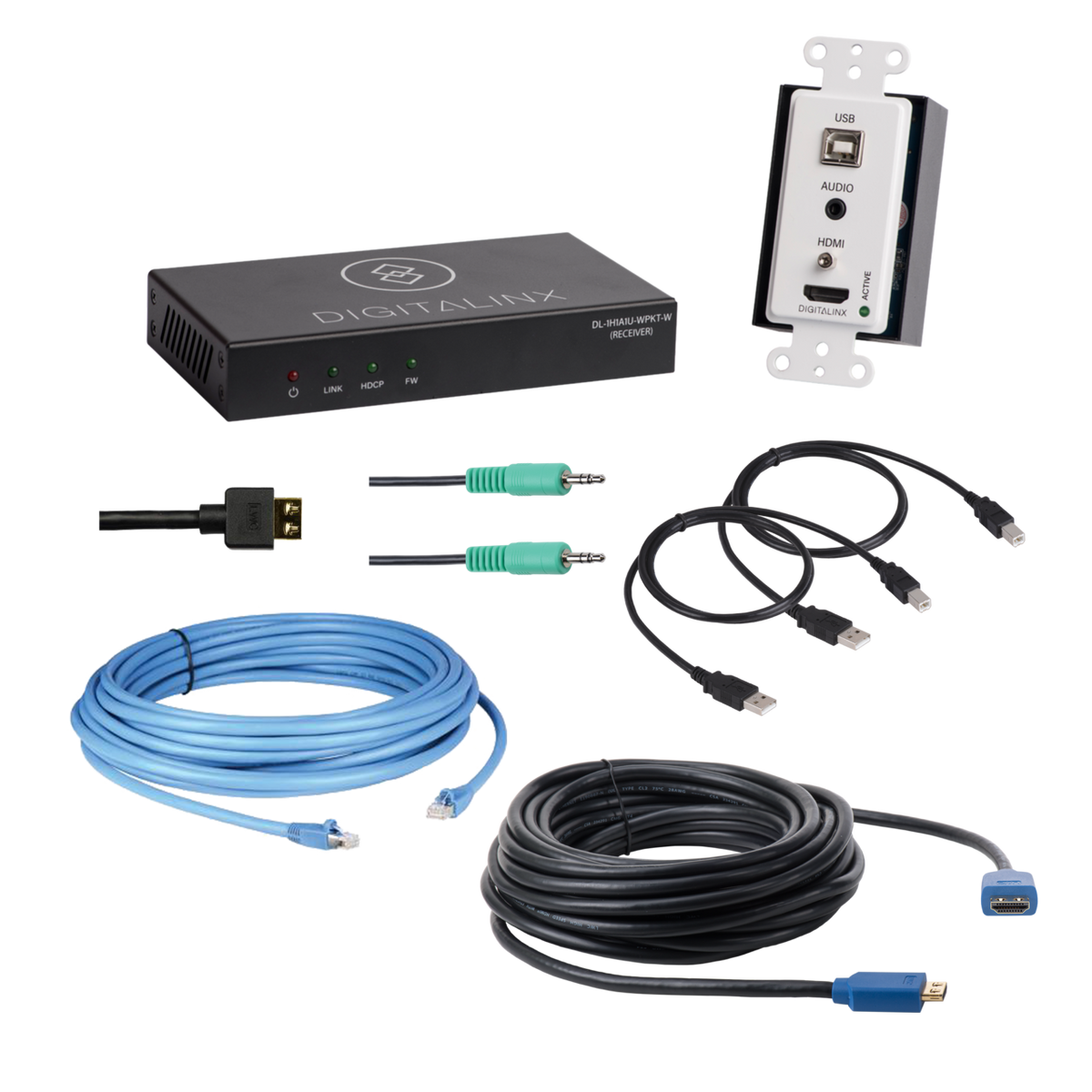 Liberty AV EDU-HU-4K-035 | 35" Digitalinx HDMI & USB HDBaseT Wall Plate Extension Set