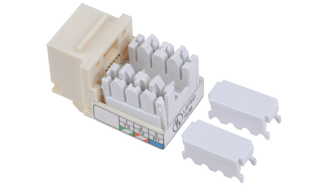 Liberty AV KX-6-WH | Keystone compatible Category 3 U/UTP 90 degree punch down RJ25 inserts