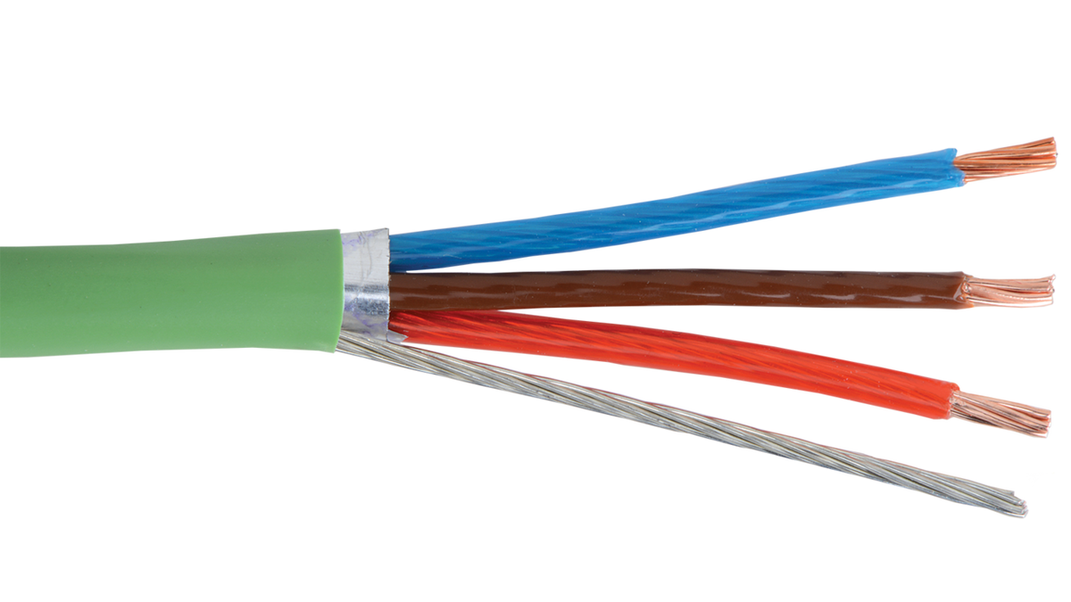 Liberty AV TEKTONE-PLN-POWER | Green Nurse Call power 18 AWG 3-Conductor Shielded Plenum Cable Reel