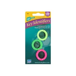Lucky Line Products 16606 | Key Identifier, Large, 1-3/16" Diameter, Vinyl Rubber, Neon, for Large Headed Key, 3 each per Card