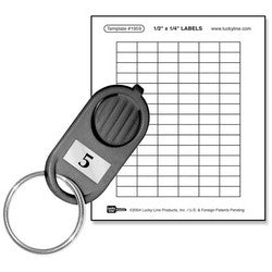 Lucky Line Products 19591 | Key Separator Button Label, Template, Adhesive, 1/2" Length x 1/4" Width, 4-1/4" x 5" Sheet Size, White with Label, for Snap-In Button Key Tab, 12 Sheet per Bag