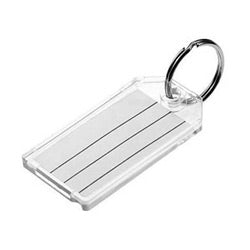Lucky Line Products 20402 | Key Tag, Extra Strength, 2-1/4" Length x 1-1/8" Width, Plastic, Clear with 7/8" Nickel Plated Tempered Steel Split Key Ring, 2 each per Card