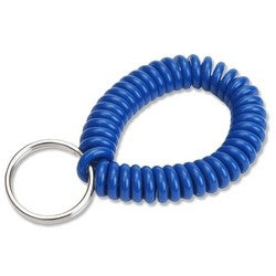 Lucky Line Products 41035 | Key Wrist Coil, 2" Diameter, Blue with 7/8" Nickel Plated Tempered Steel Split Ring