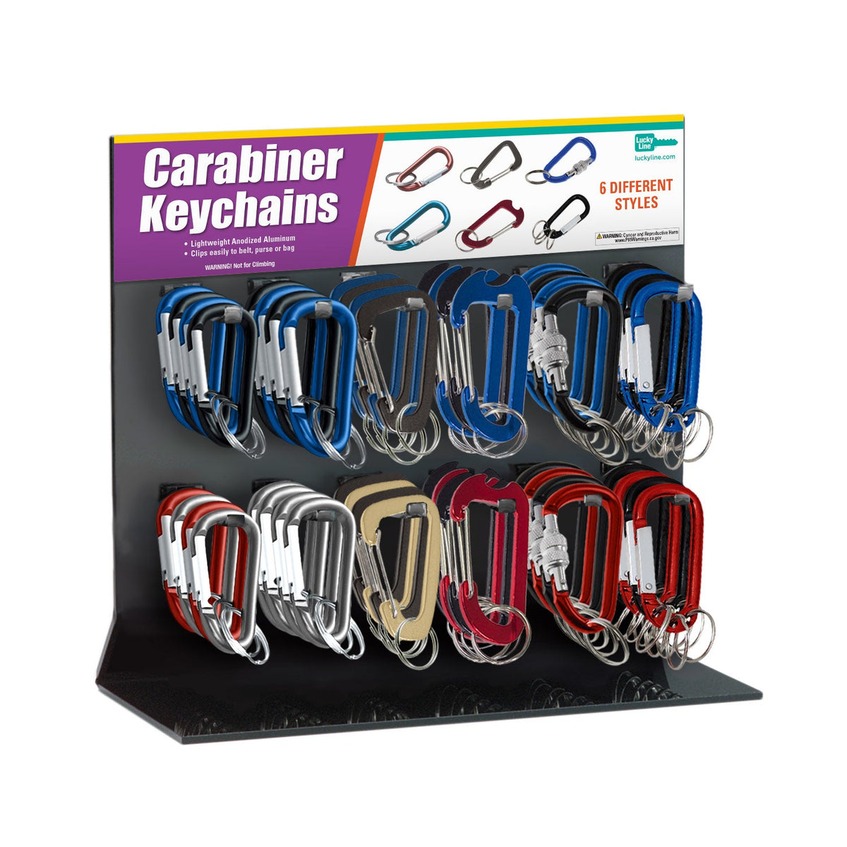 Lucky Line Products 46200 | KEYCHAIN CARABINER CENTER ALUM, ASST, 126PCS