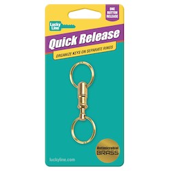 Lucky Line Products 70501 | Quick Release Key Ring, Brass, 1/Card