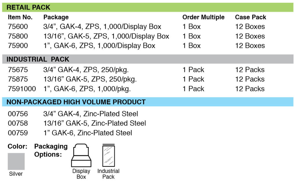 Lucky Line Products 75900 | Key Ring, Split, Give Away, 1" Diameter, Zinc Plated Steel, Silver, 1 each per Display Box