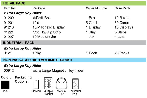 Lucky Line Products 91200 | Magnetic Key Hider, Extra Large, 2-1/8" Length x 3-7/8" Width x 5/8" Height, Plastic, Black, 6 each per Refill Box