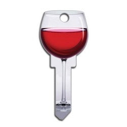 Lucky Line Products B108S | House Key, Schlage, Red Wine, Brass, Enamel Coating, 1 each per Card