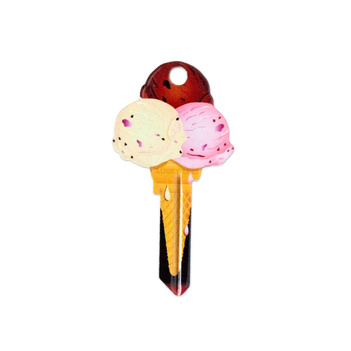 Lucky Line Products B111W | House Key, Weiser, Ice Cream, Brass, Enamel Coating, 1 each per Card